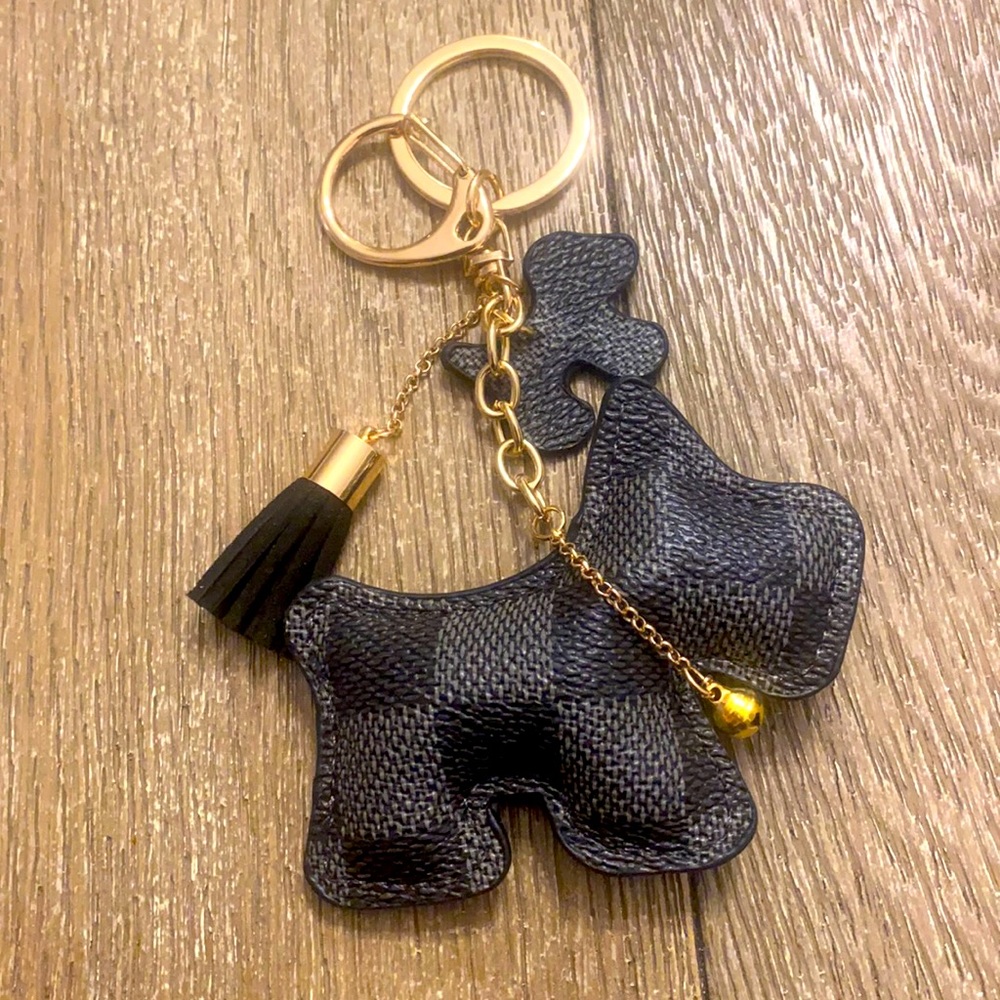 New Designer Inspired Black Scottie Dog Puppy Keychain Tassel Bag Charm